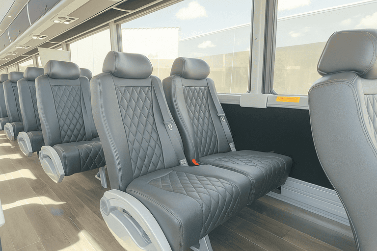 interior of Brockton Coach Bus Service charter bus