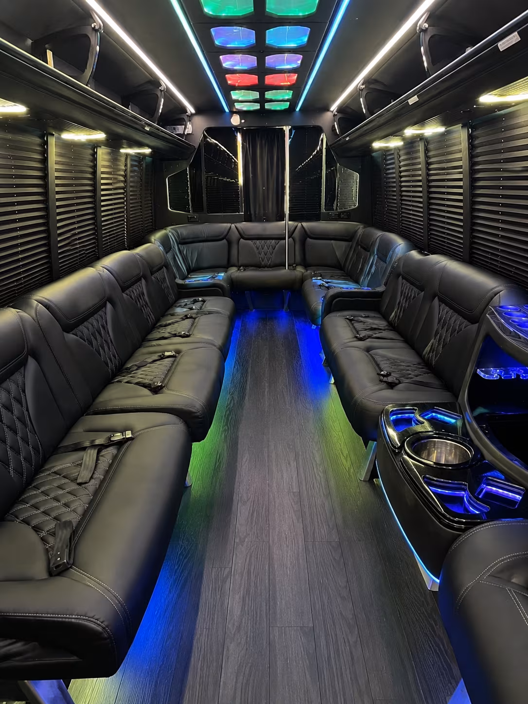 brockton 20 passenger party bus interior