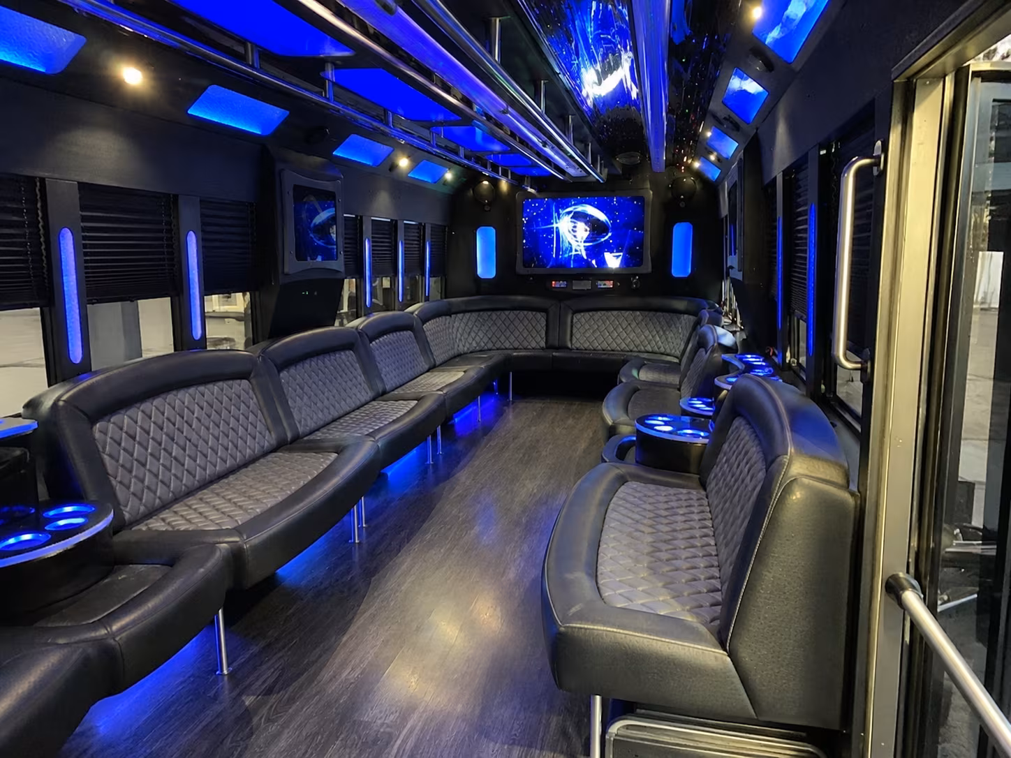 brockton 28 passenger party bus interior