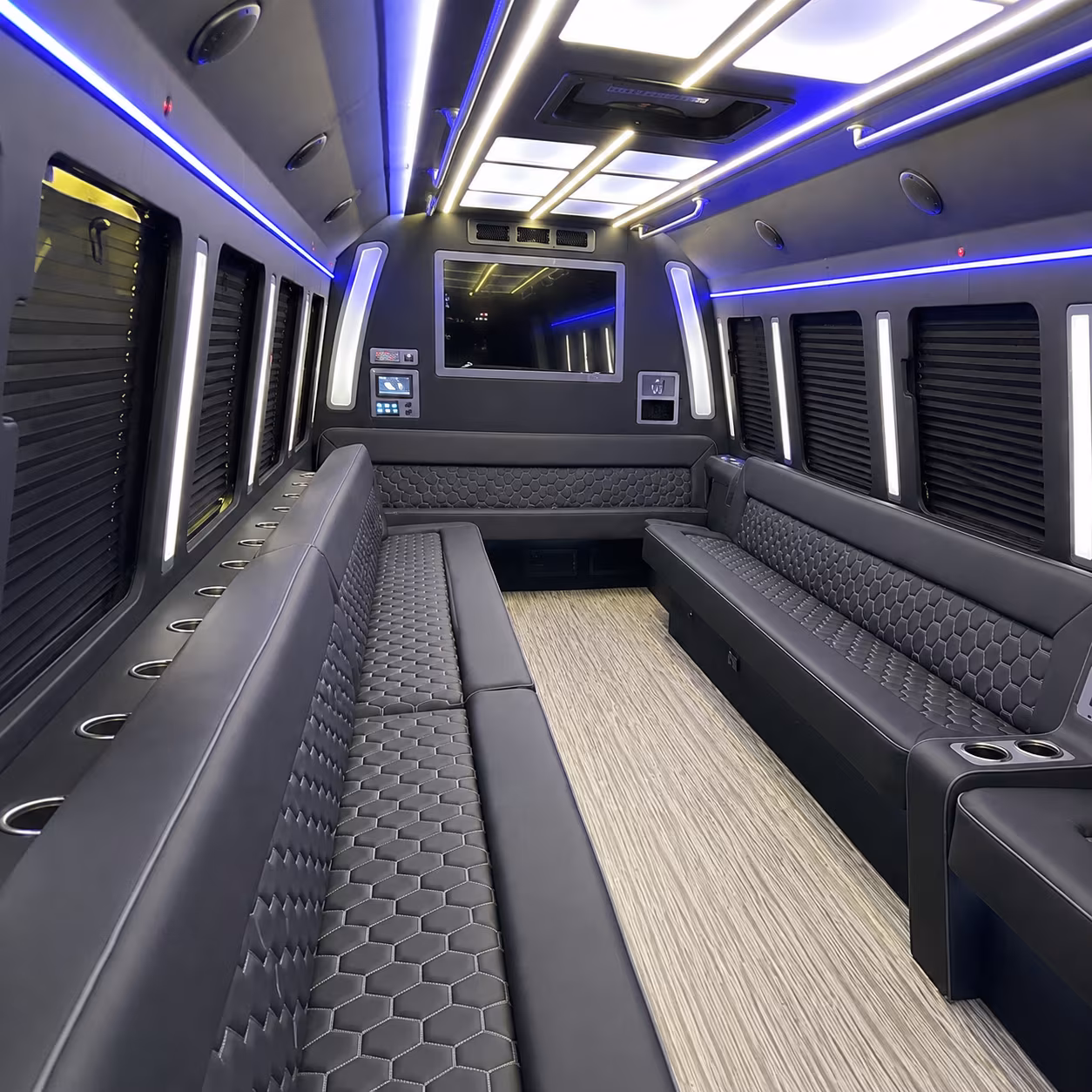 brockton 40 passenger party bus inside