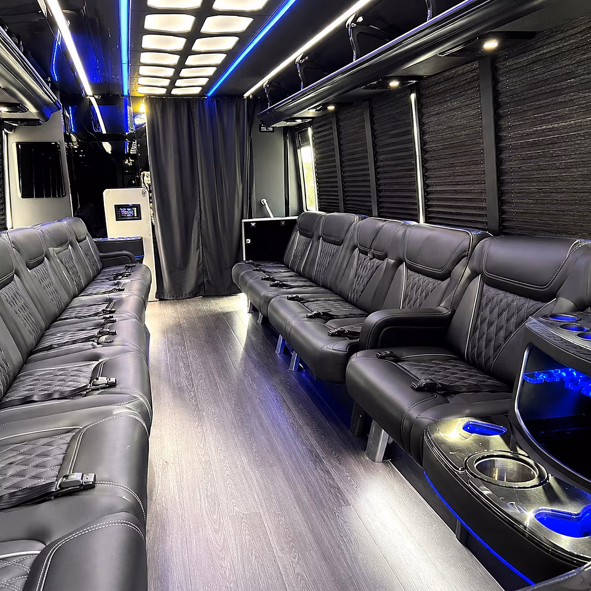 brockton party bus rental interior